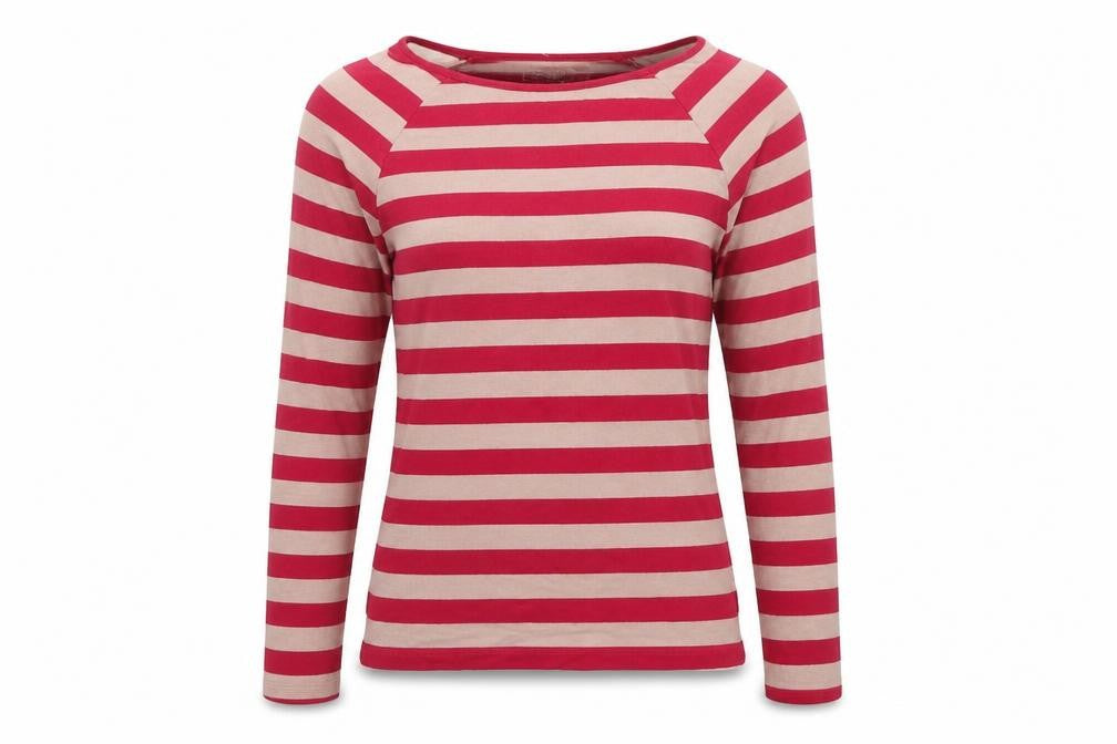 FC Jeans Womens Pink Round Neck Striped Viscose Pullover Jumper Size M