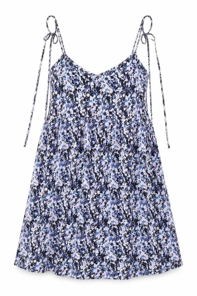 Divided by H&M Womens Blue Floral Viscose Camisole Tank Size 6 Scoop Neck