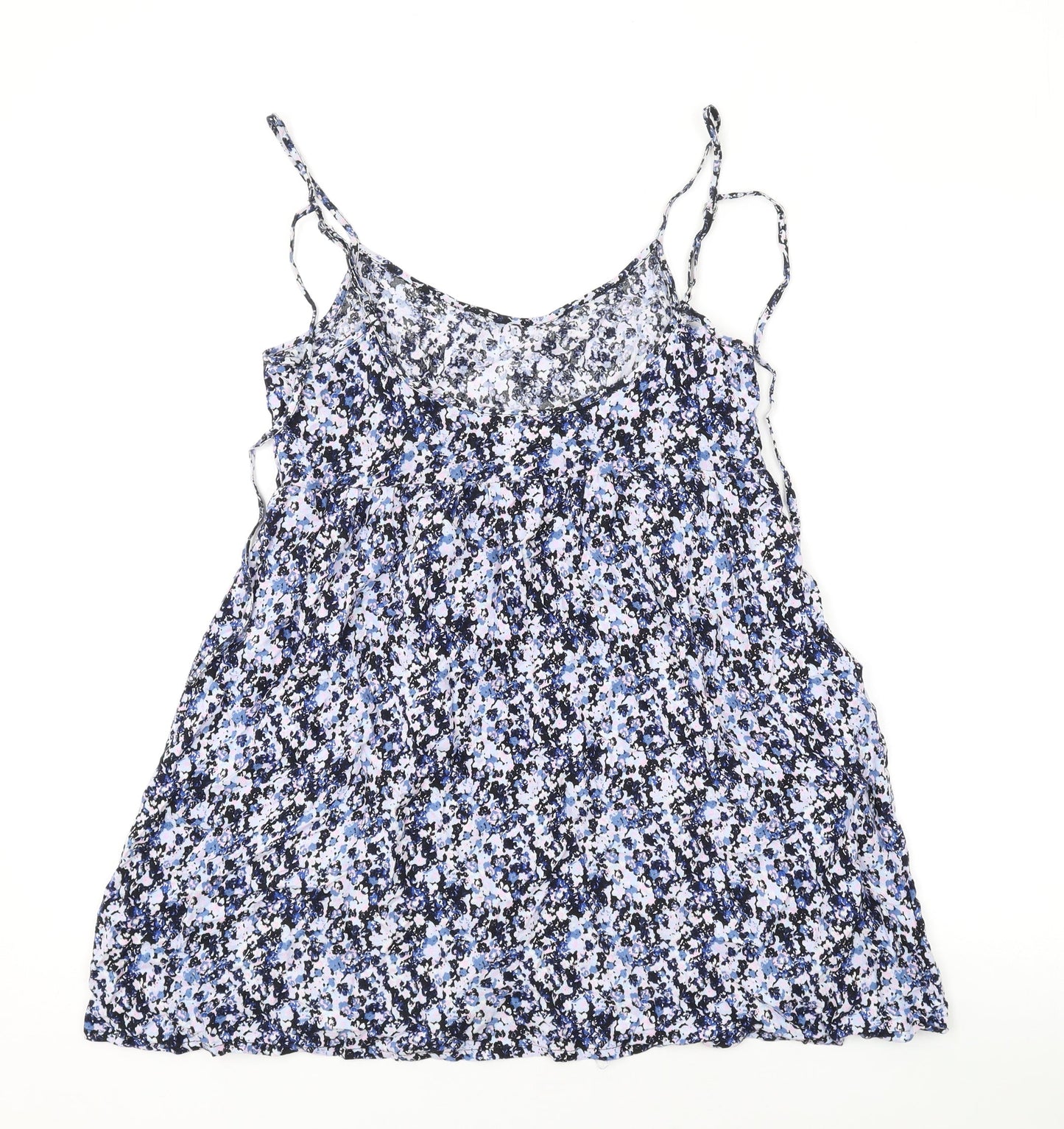 Divided by H&M Womens Blue Floral Viscose Camisole Tank Size 6 Scoop Neck