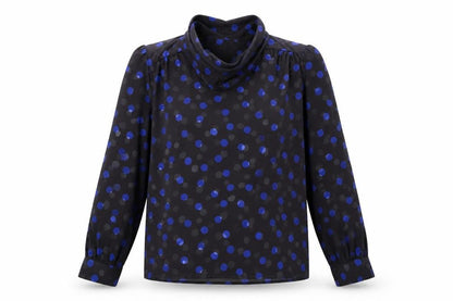 Marks & Spencer Womens Black Polka Dot Polyester Basic Blouse Size 10 Roll Neck