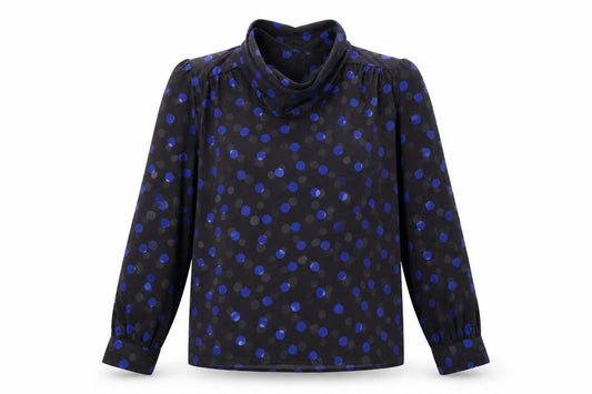 Marks and Spencer Womens Black Polka Dot Polyester Basic Blouse Size 10 Roll Neck