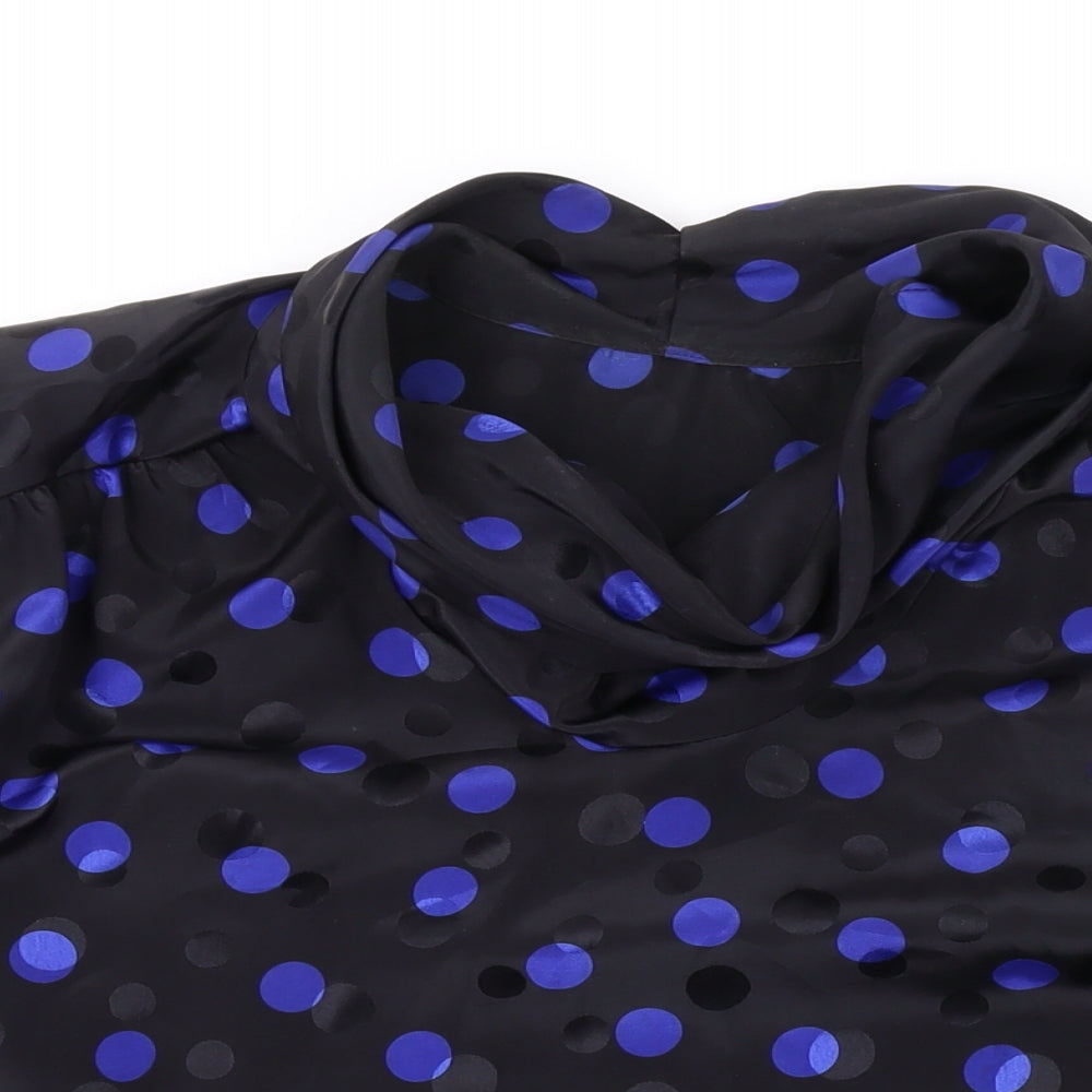 Marks and Spencer Womens Black Polka Dot Polyester Basic Blouse Size 10 Roll Neck