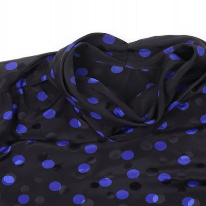 Marks & Spencer Womens Black Polka Dot Polyester Basic Blouse Size 10 Roll Neck