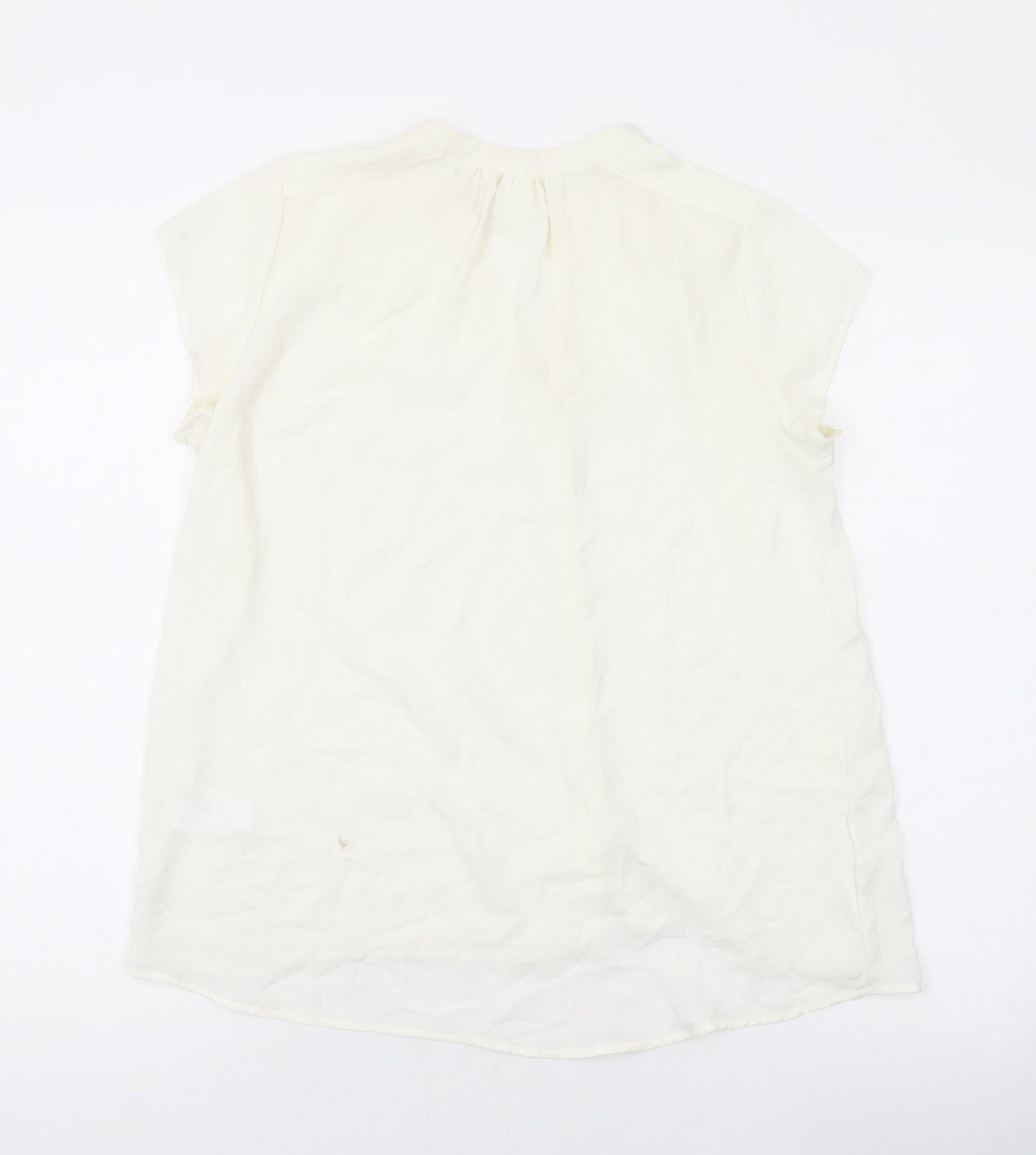 H&M Womens White Polyester Basic Blouse Size 6 V-Neck