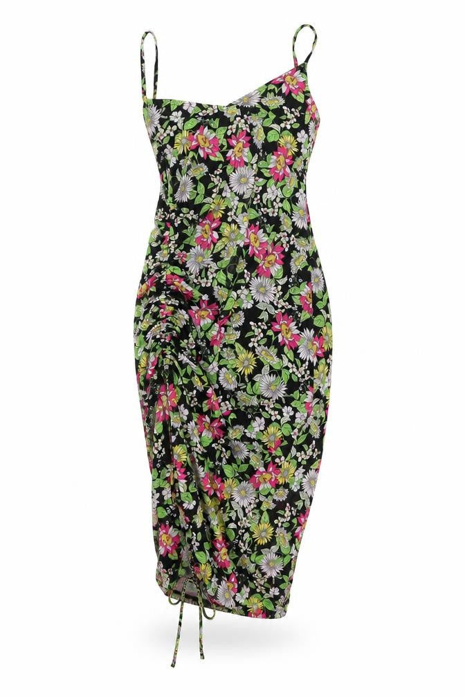 No Comment Womens Black Floral Polyester Bodycon Size M V-Neck Pullover