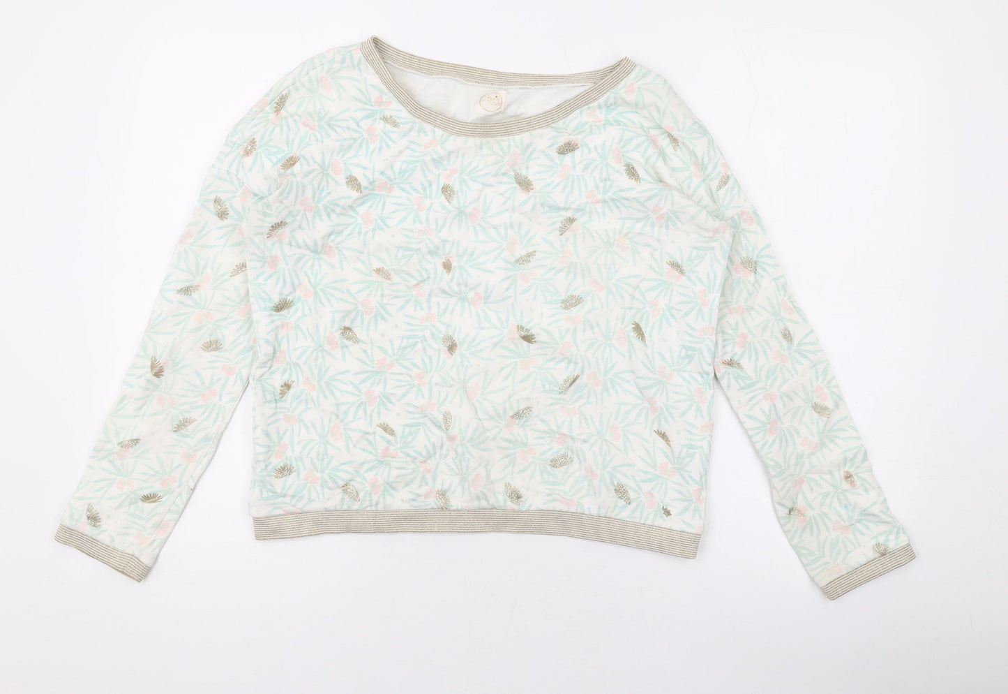 Des Petits Hauts Womens Ivory Geometric Cotton Pullover Sweatshirt Size 10 Pullover