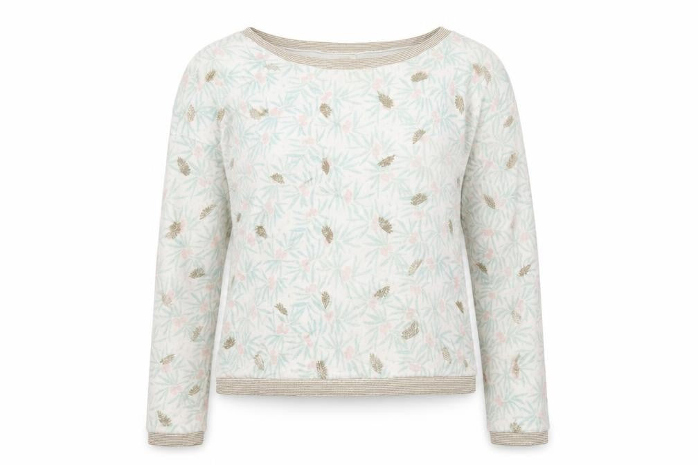 Des Petits Hauts Womens Ivory Geometric Cotton Pullover Sweatshirt Size 10 Pullover
