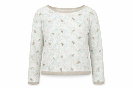 Des Petits Hauts Womens Ivory Geometric Cotton Pullover Sweatshirt Size 10 Pullover