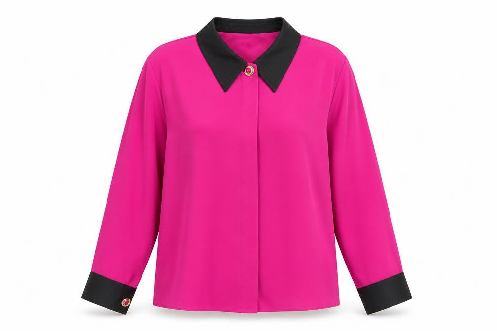 Marks & Spencer Womens Pink Polyester Basic Button-Up Size 10 Collared