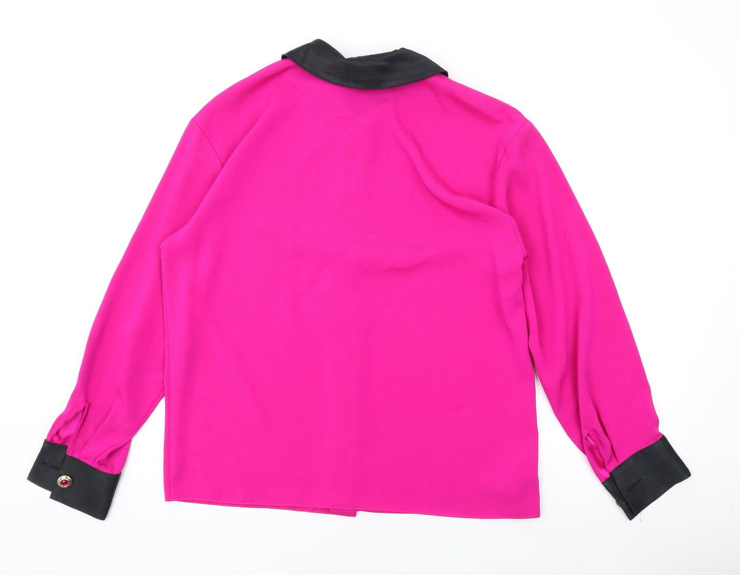 Marks and Spencer Womens Pink Polyester Basic Button-Up Size 10 Collared