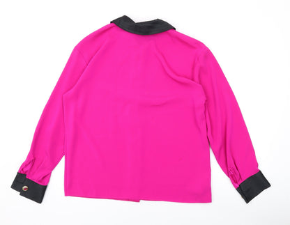 Marks & Spencer Womens Pink Polyester Basic Button-Up Size 10 Collared