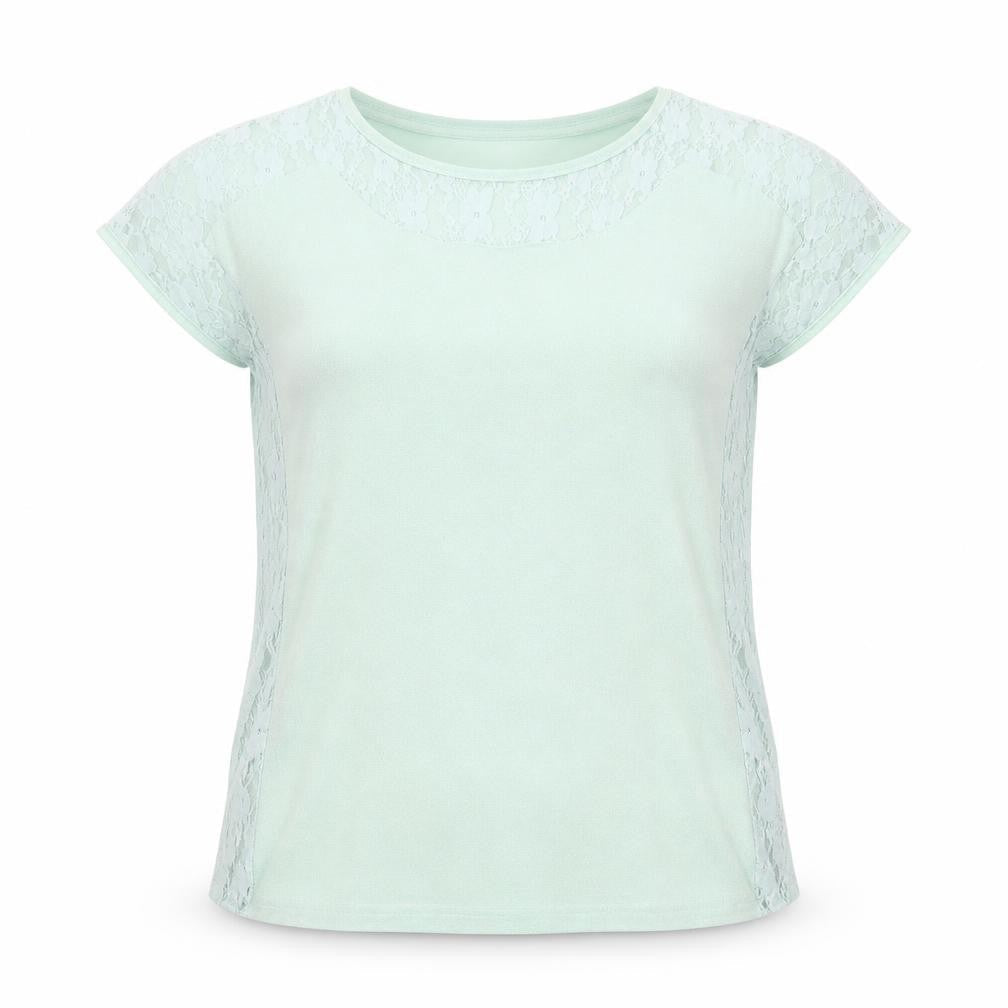 Klass Womens Green Polyester Basic T-Shirt Size M Round Neck