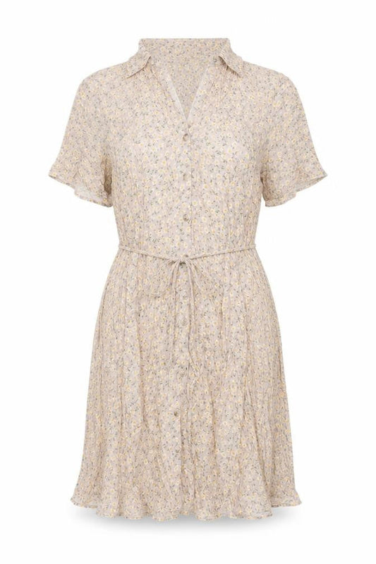 Urban Outfitters Womens Beige Floral Viscose A-Line Size M V-Neck Button
