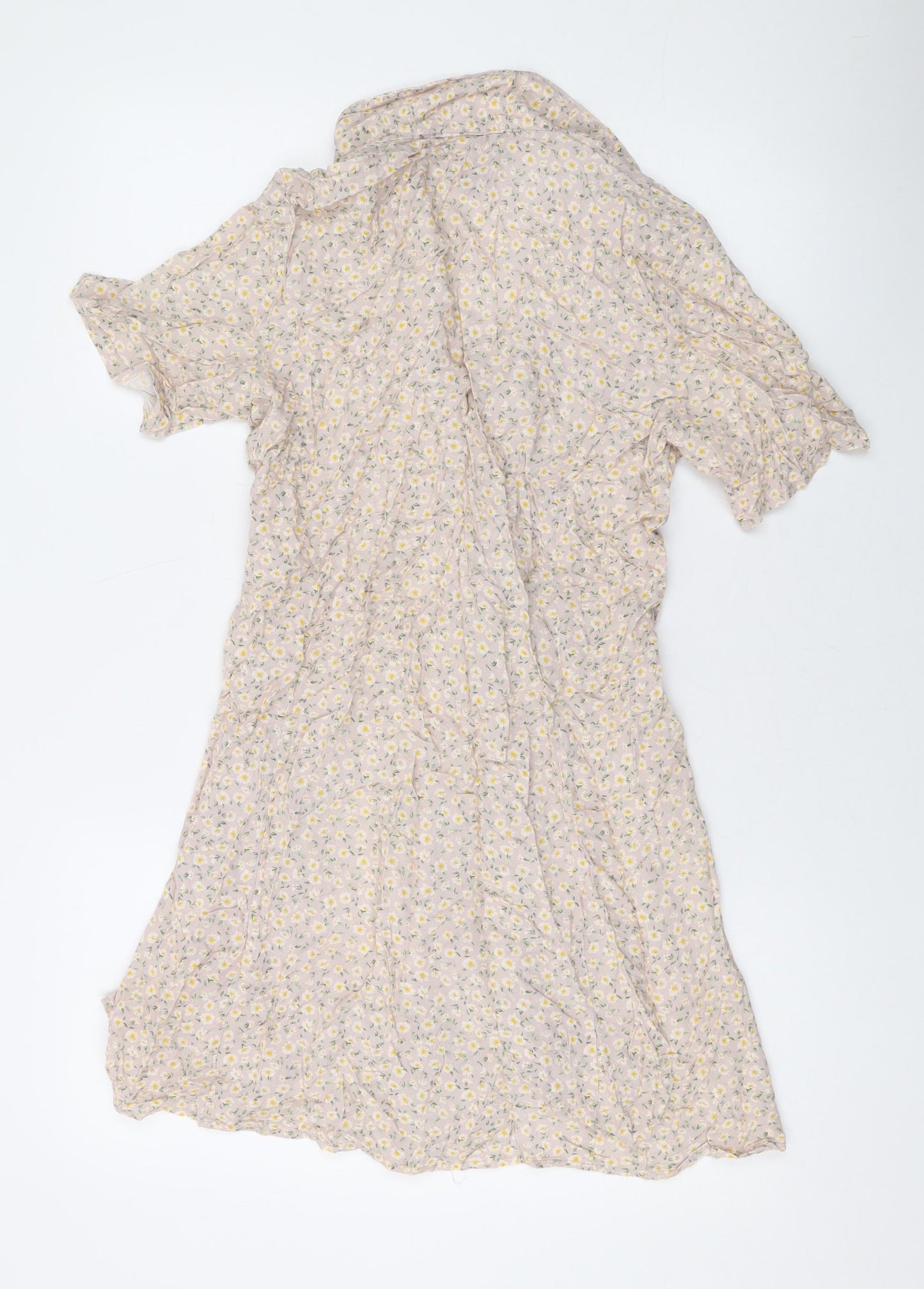 Urban Outfitters Womens Beige Floral Viscose A-Line Size M V-Neck Button