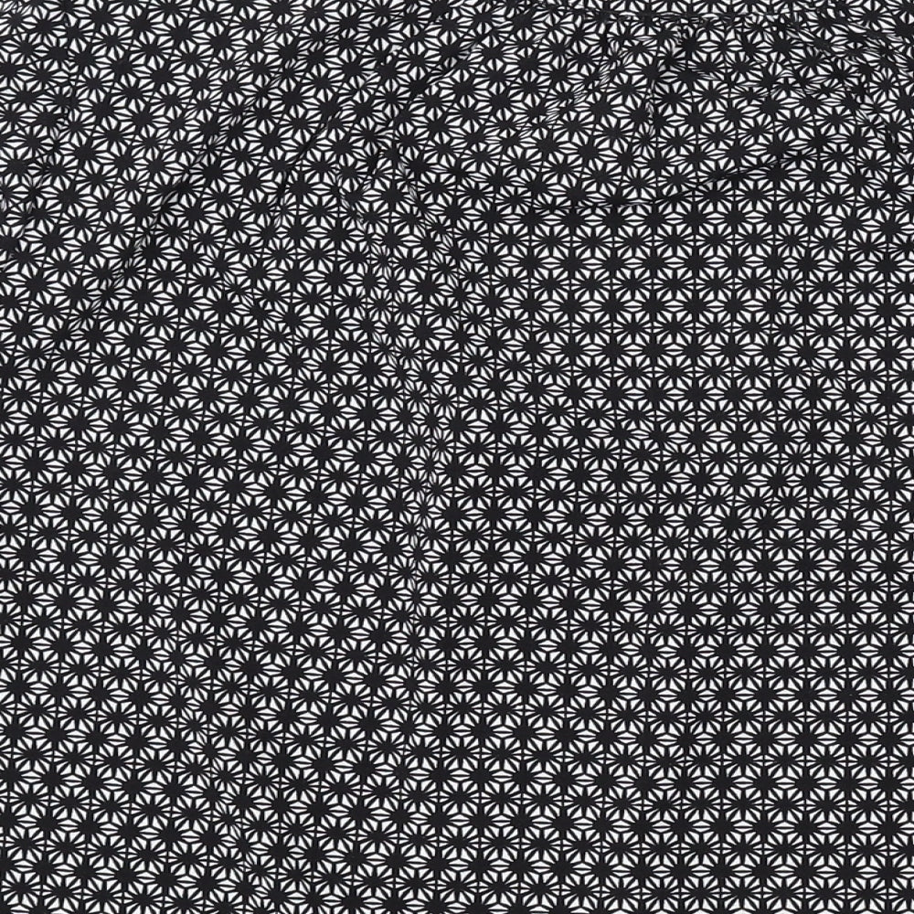 H&M Womens Black Geometric Polyester Basic Blouse Size S V-Neck