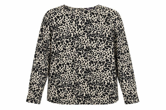 Marks and Spencer Womens Brown Animal Print Polyester Basic Blouse Size 2 Round Neck