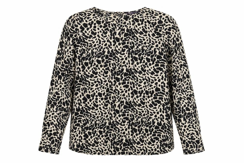 Marks & Spencer Womens Brown Animal Print Polyester Basic Blouse Size 2 Round Neck
