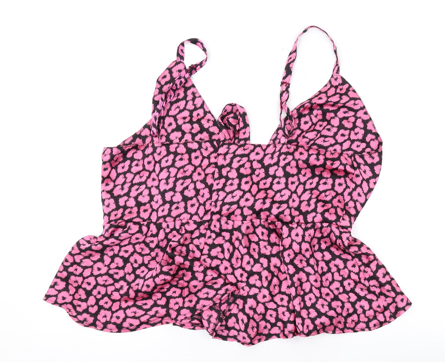 Club London Womens Pink Animal Print Polyester Camisole Tank Size 24 Collared