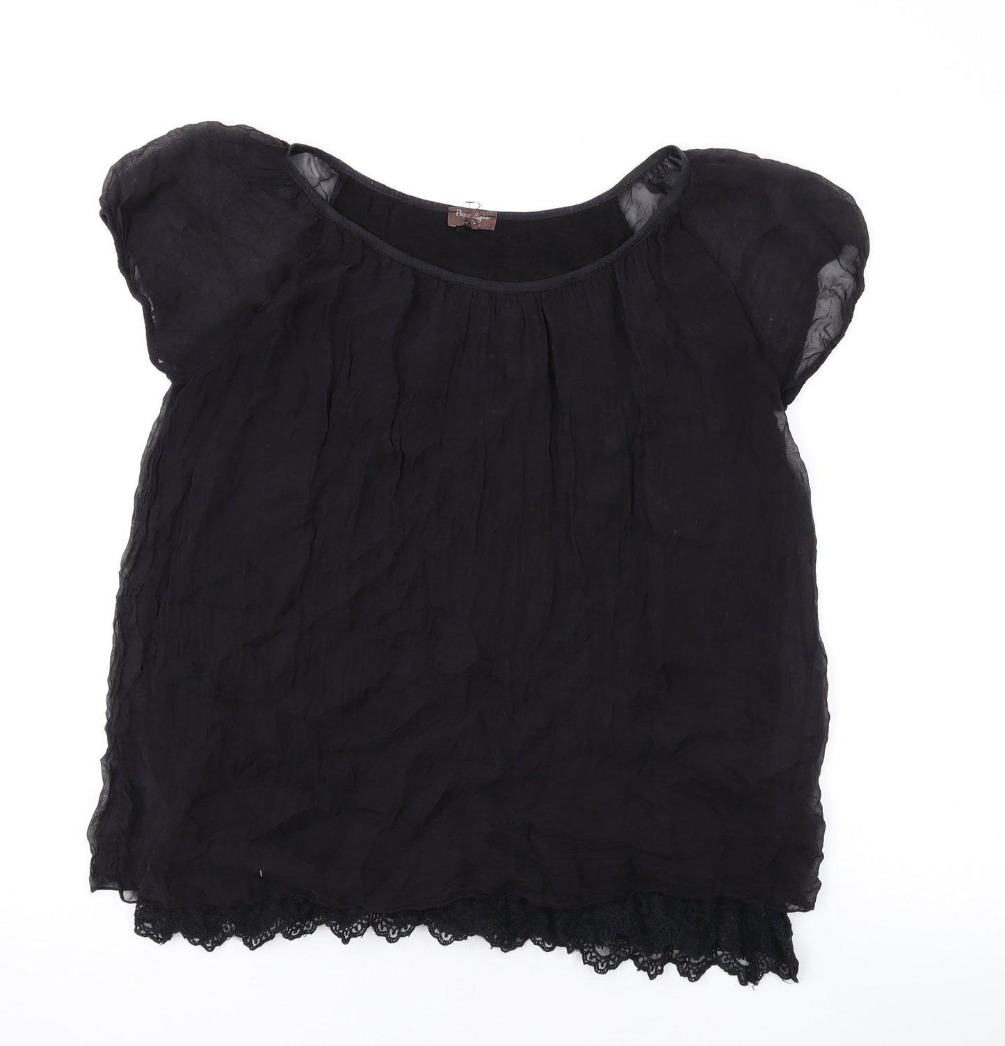 Phase Eight Womens Black Viscose Basic T-Shirt Size M Scoop Neck
