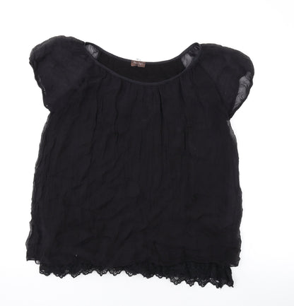 Phase Eight Womens Black Viscose Basic T-Shirt Size M Scoop Neck