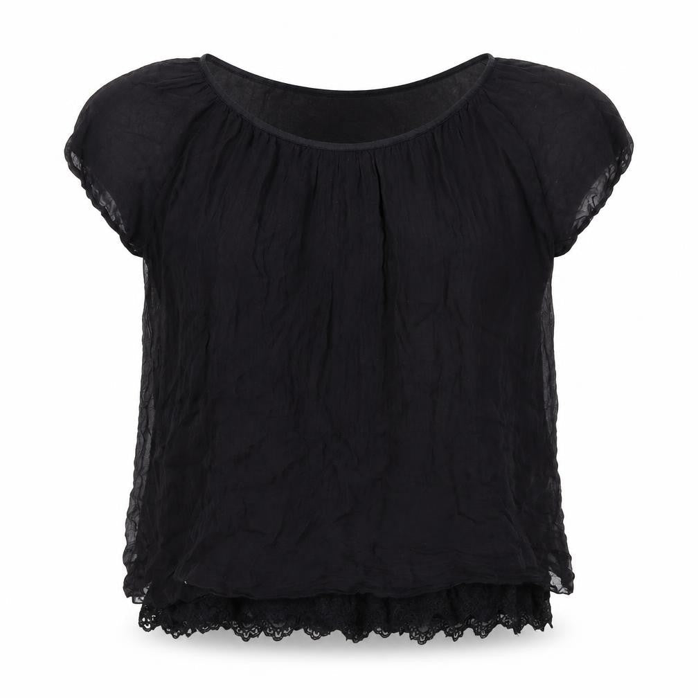 Phase Eight Womens Black Viscose Basic T-Shirt Size M Scoop Neck