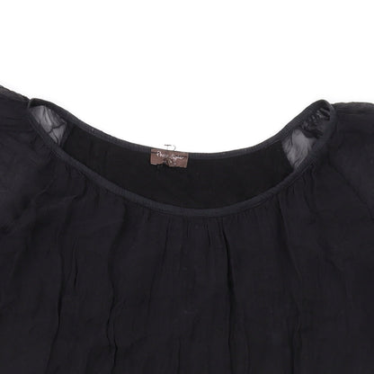 Phase Eight Womens Black Viscose Basic T-Shirt Size M Scoop Neck