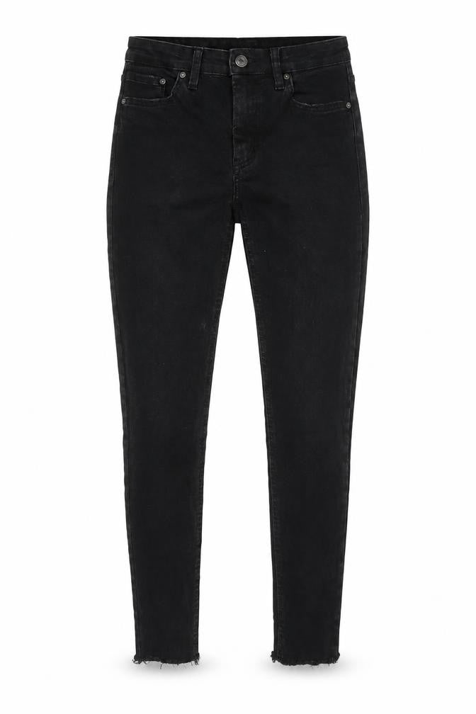 Mango Womens Black Cotton Skinny Jeans Size 8 L27 in Regular Zip - Raw Hem