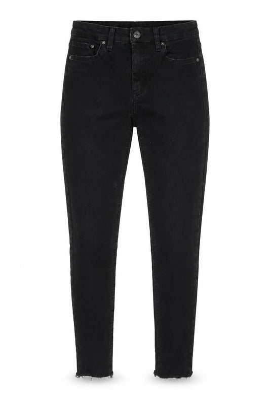 MNG Womens Black Cotton Skinny Jeans Size 8 L27 in Regular Zip - Raw Hem