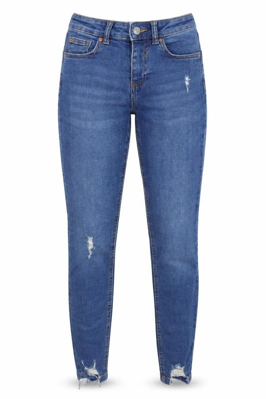 Front view of Denim Co women’s blue cotton skinny jeans, size UK 6, 29-inch leg regular zip