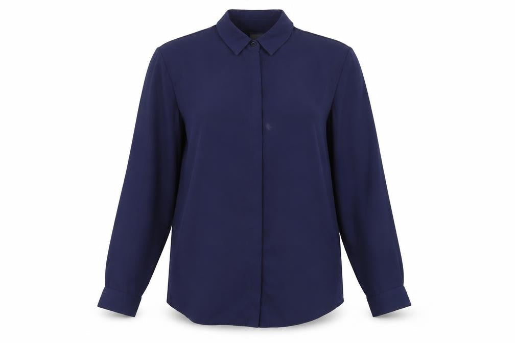 ASOS Womens Blue Polyester Basic Button-Up Size 10 Collared