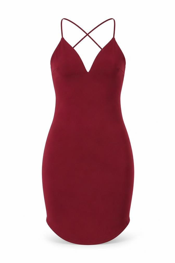 Boohoo Womens Red Polyester Bodycon Size 6 V-Neck Pullover