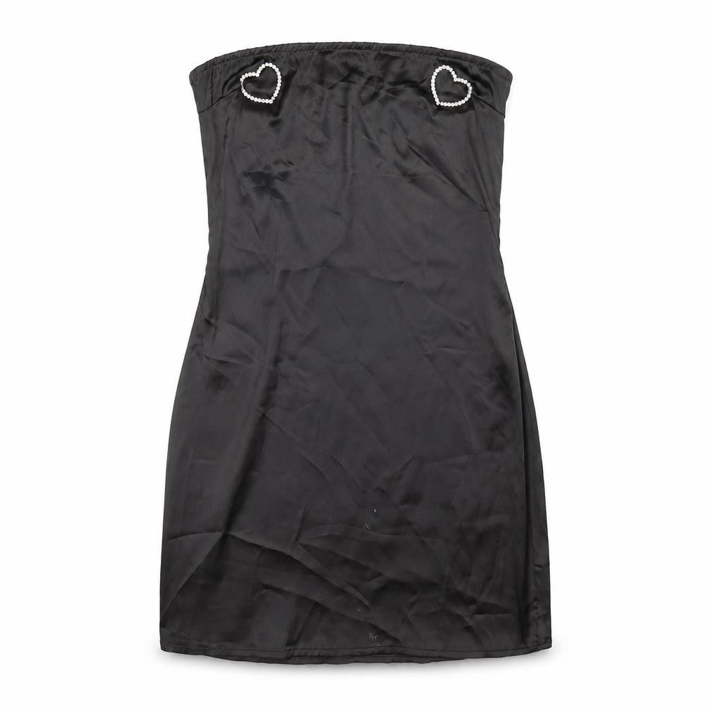 PRETTYLITTLETHING Womens Black Polyester Bodycon Size 10 Square Neck Zip