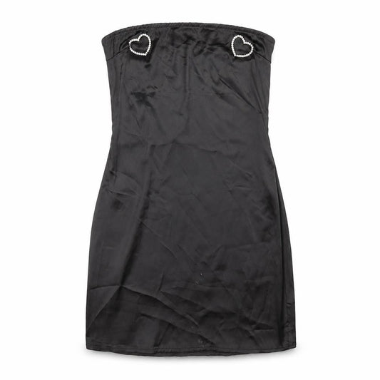 PRETTYLITTLETHING Womens Black Polyester Bodycon Size 10 Square Neck Zip