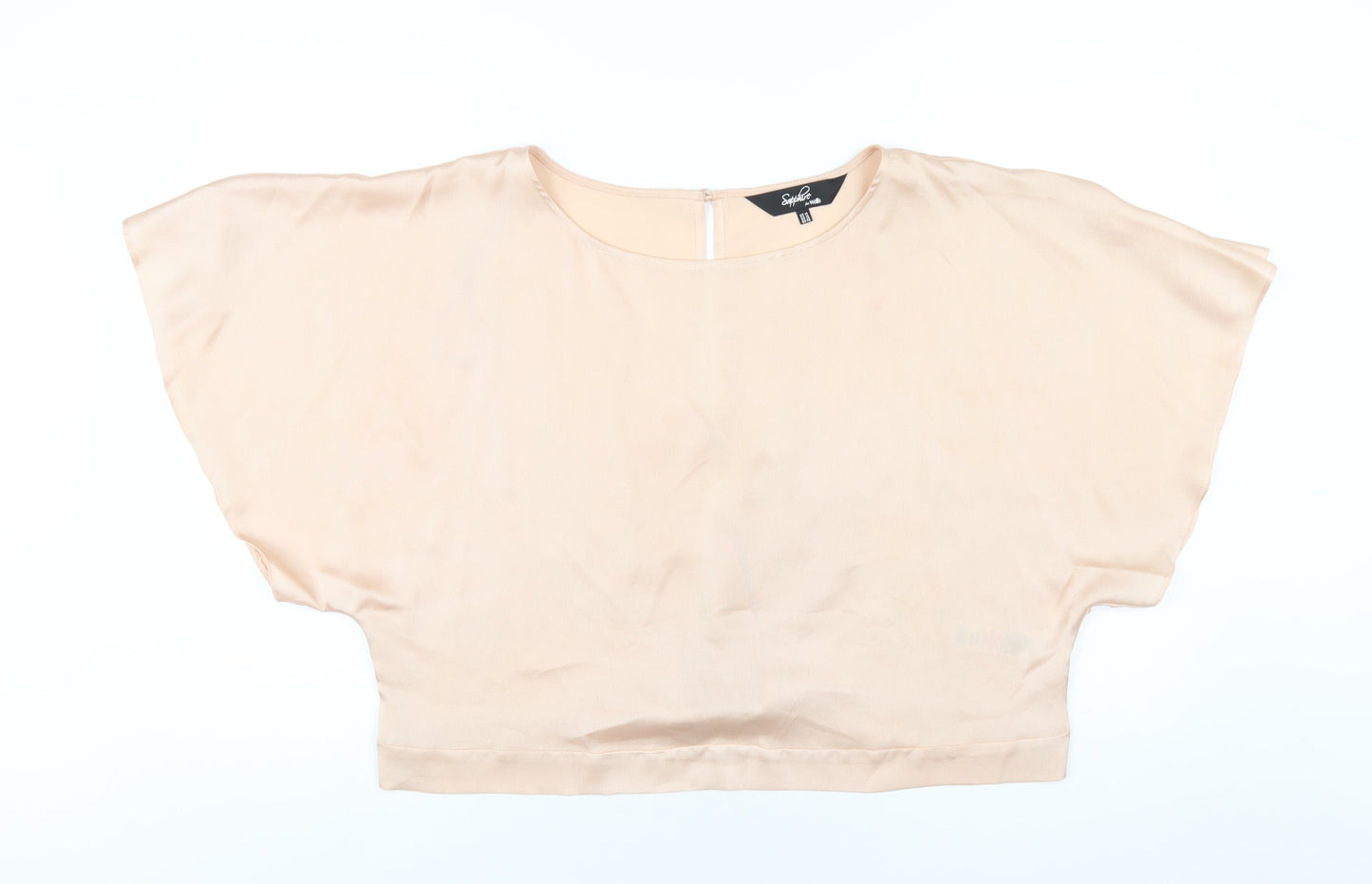 Wallis Womens Beige Polyester Basic T-Shirt Size 14 Round Neck