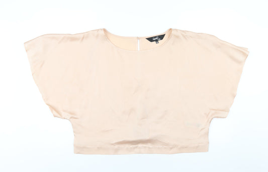 Wallis Womens Beige Polyester Basic T-Shirt Size 14 Round Neck