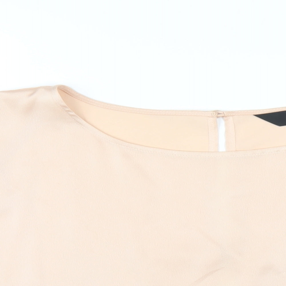 Wallis Womens Beige Polyester Basic T-Shirt Size 14 Round Neck