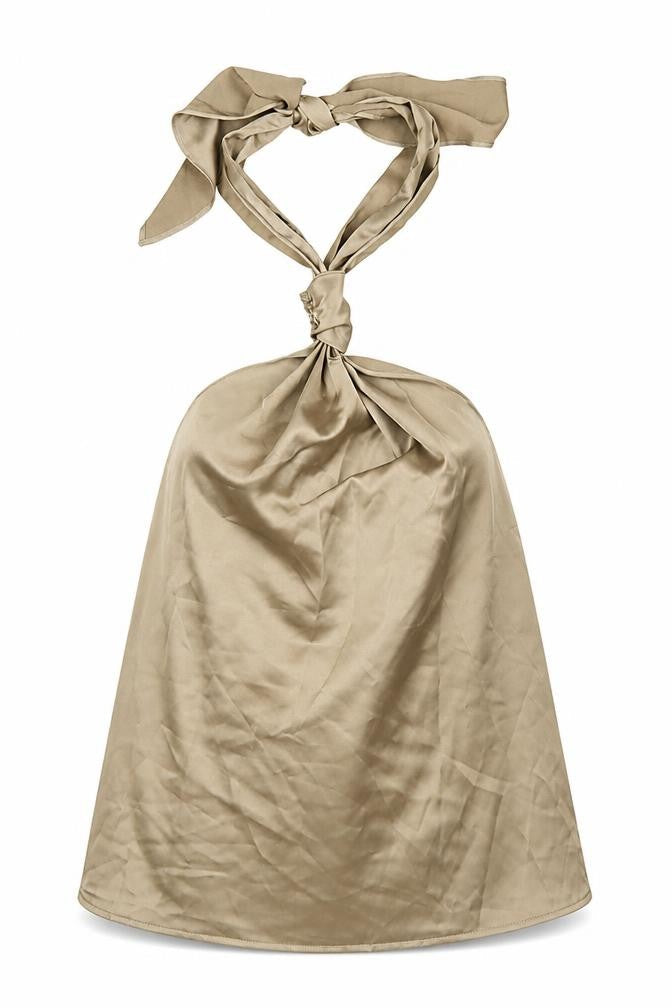 Quiz Womens Brown Polyester Basic T-Shirt Size 10 Halter