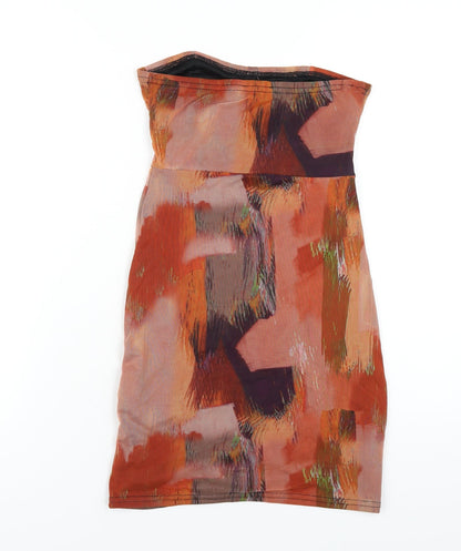 PRETTYLITTLETHING Womens Multicoloured Geometric Polyester Bodycon Size 8 Sweetheart Pullover