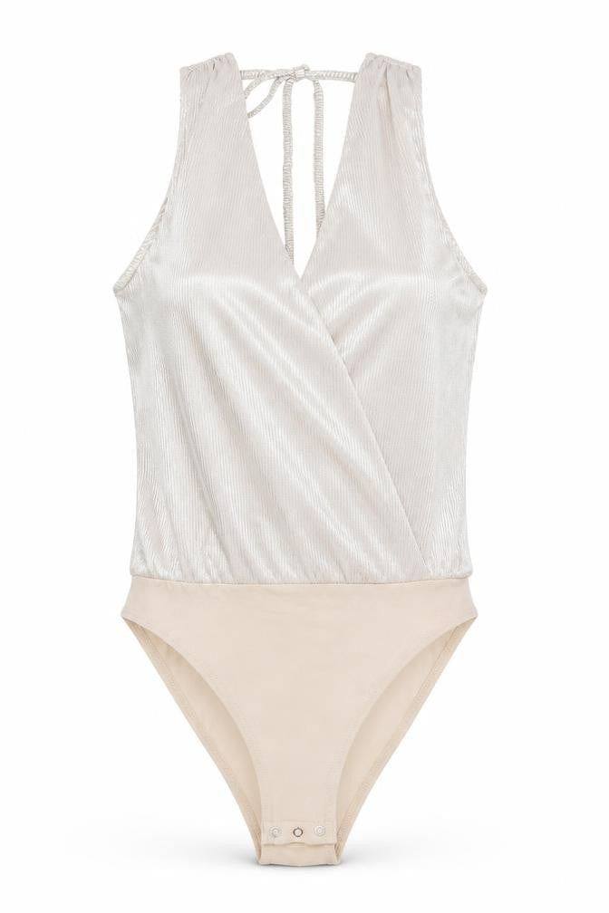 H&M Womens Beige Polyester Bodysuit One-Piece Size XS Snap