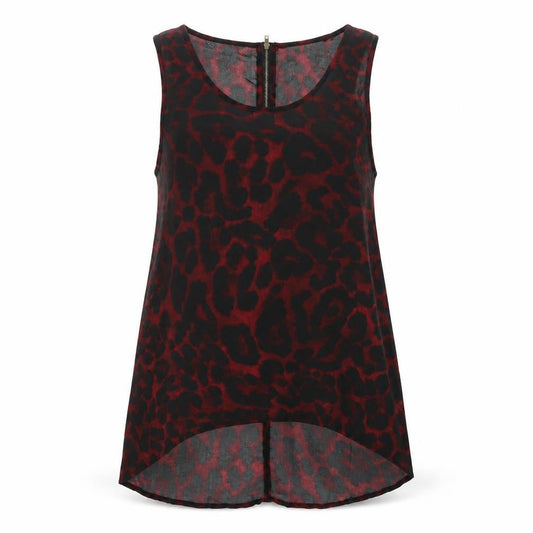 AX Paris Womens Red Animal Print Polyester Basic Tank Size 12 Scoop Neck