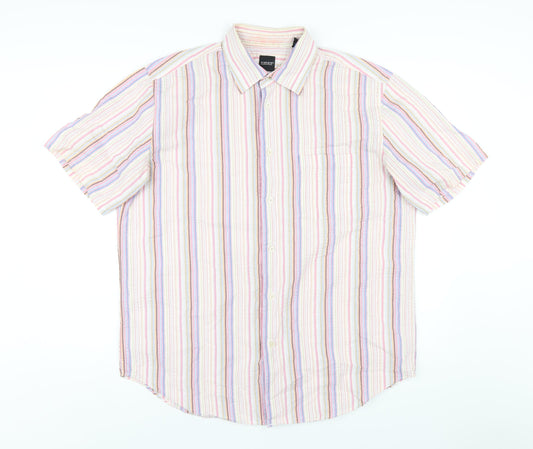 Slaters Mens Multicoloured Striped Cotton Button-Up Size L Collared Button