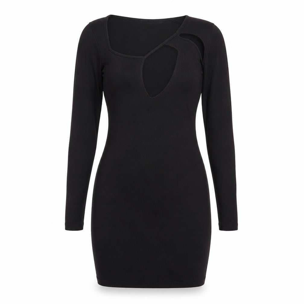 PRETTYLITTLETHING Womens Black Polyester Bodycon Size 8 Round Neck Pullover