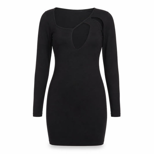 PRETTYLITTLETHING Womens Black Polyester Bodycon Size 8 Round Neck Pullover