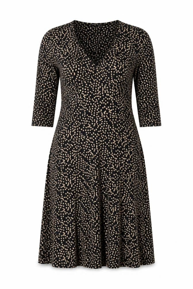 Oasis Womens Black Polka Dot Viscose A-Line Size L V-Neck Pullover