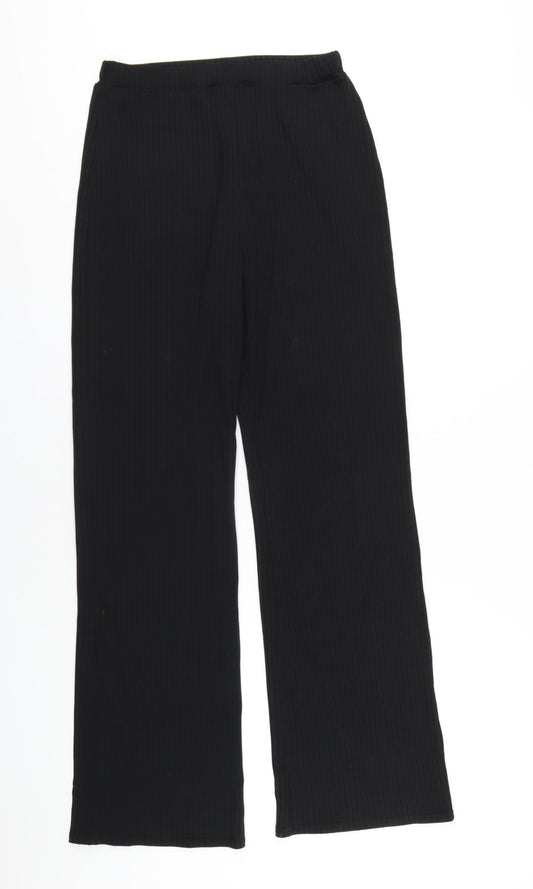 COLLUSION Womens Black Polyester Trousers Size 10 L32 in Regular