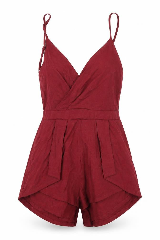 Showpo Womens Red Polyester Playsuit One-Piece Size 12 Zip