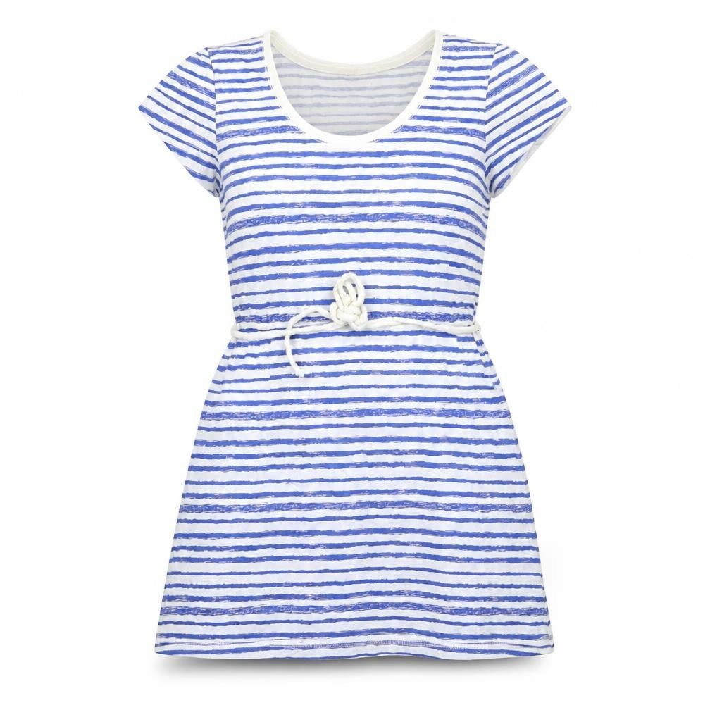 Marks & Spencer Womens Blue Striped Cotton A-Line Size 14 Scoop Neck Pullover