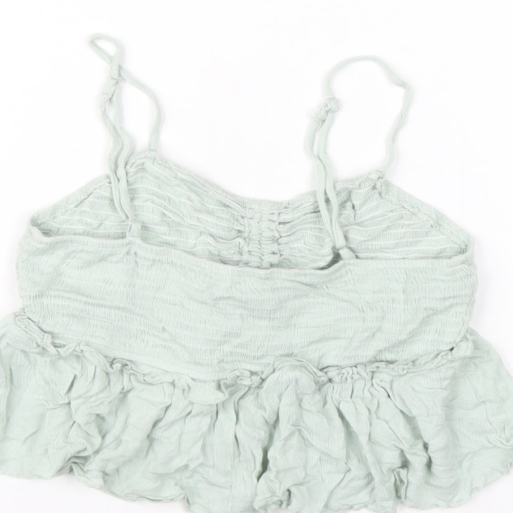 Simplee Womens Green Viscose Camisole T-Shirt Size M Round Neck