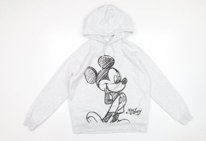 Preloved Disney Womens Grey Polyester Pullover Hoodie Size S Pullover - Mickey Mouse - Front