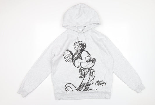 Disney Womens Grey Polyester Pullover Hoodie Size S Pullover - Mickey Mouse